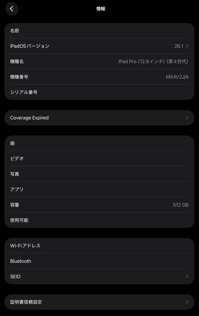 iPad Pro (第4世代) 12.9インチ WiFi 512GB