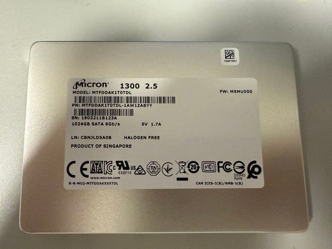 SATA SSD micron 1TB 4本 計4TB