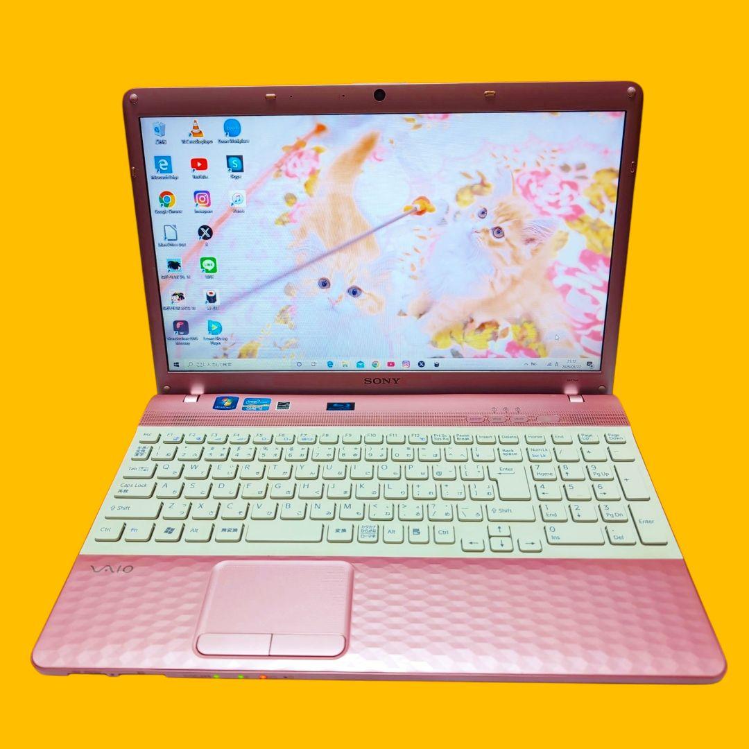 SONYノートパソコン人気VAIOピンク✨ブルーレイWEBカメラ大容量680GB