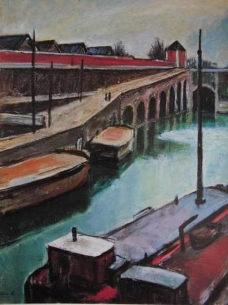 渡辺祐一郎、屠殺場、希少画集画、新品額装付、状態良好