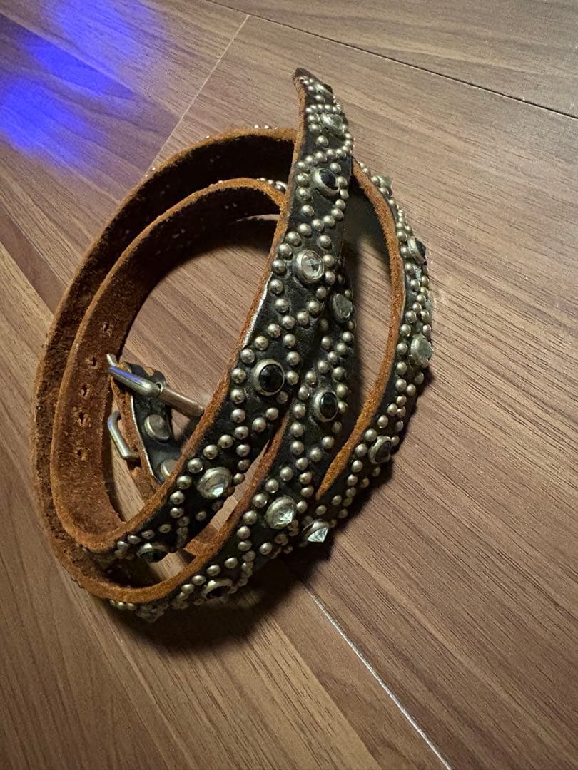 HTC ナローベルト　ブラック　34 HTCエイチティーシーナローベルトNarrow Studs Belt ターコイズ black