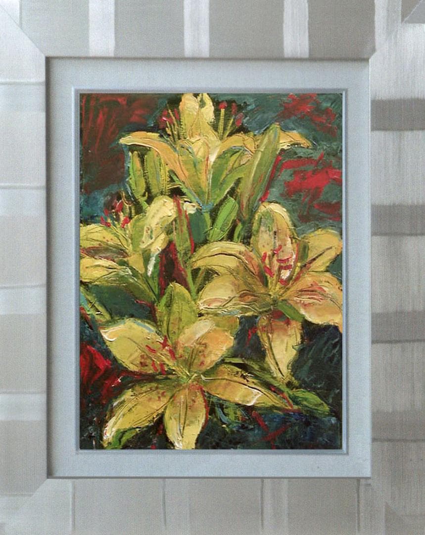 油絵 菅家令子 絵 絵画 インテリア 額付(黒) uF6-112102 花ゆり - メルカリ