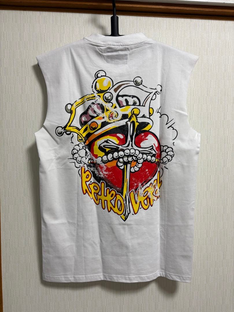 トップス \"RETROVERT\" Heart Cross Cut Off Tee