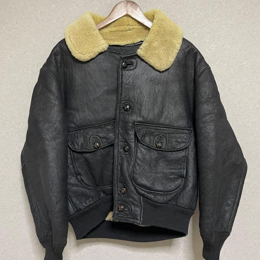 A-2 G-1 フライト　ジャケット　USA 羊革 リアル　黒　ムートン　ボア オリジナル同様に“ゴートレザー”と“リアルムートン”を使用した『ゴート