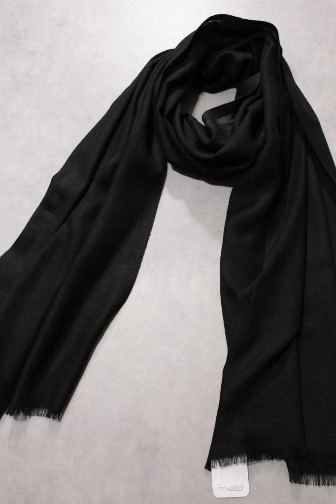 malo☆新品7万円 マーロカシミアガーゼ大判ストール ブラック200×62