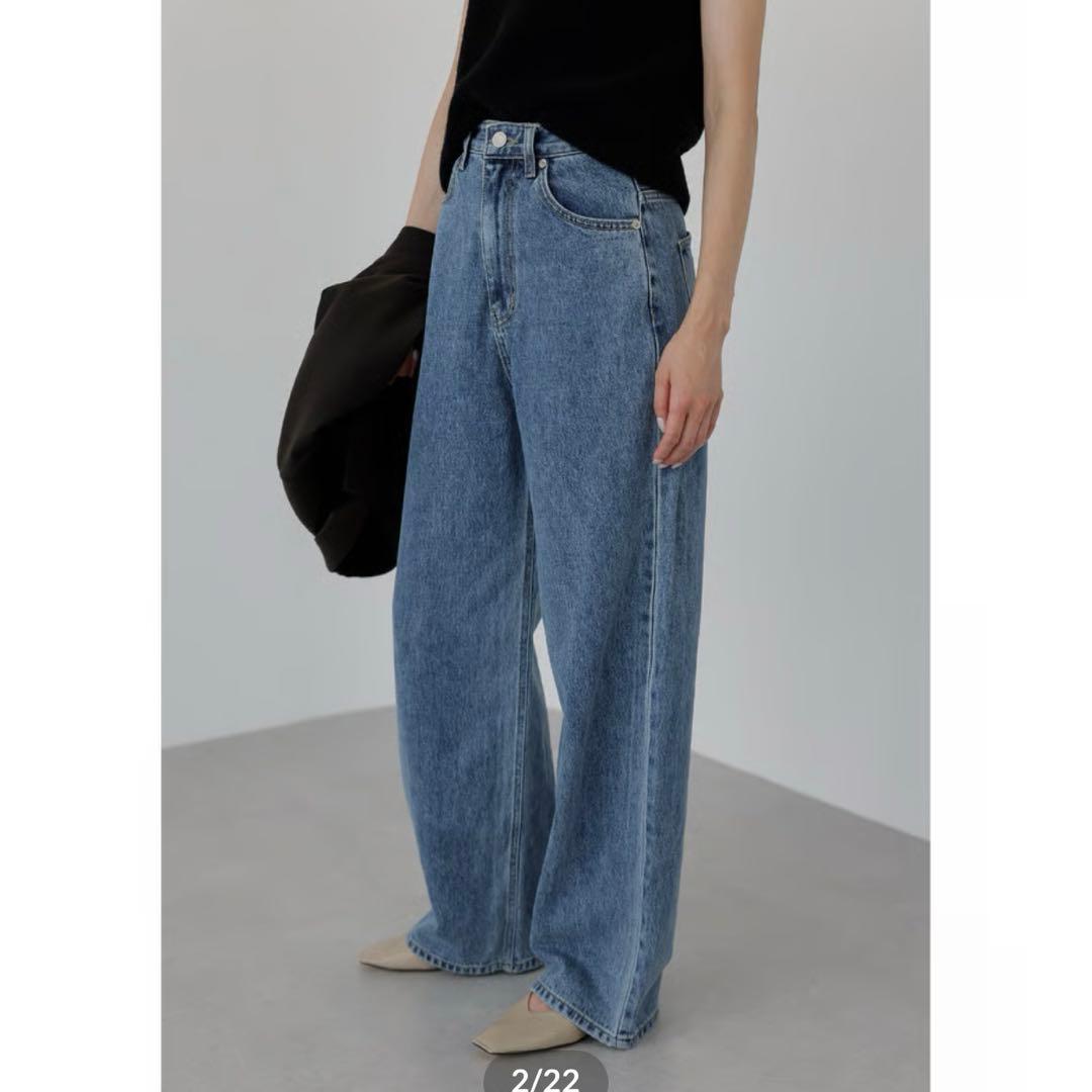 新品】na.e nae ナエ ワイドルーズジーンズ デニム ディープブルー L