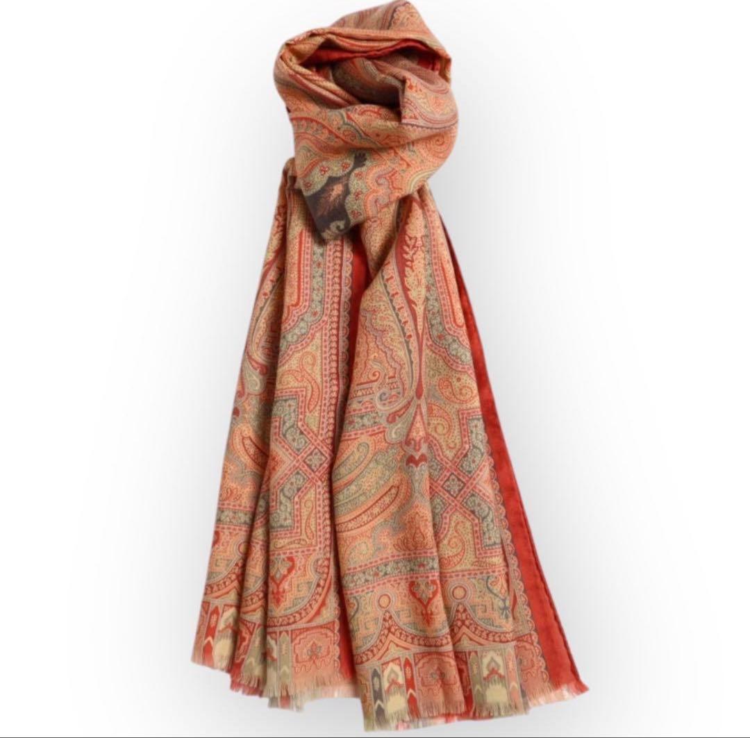 Vintage ETRO エトロ ペイズリー柄 ストール スカーフ ウールシルク