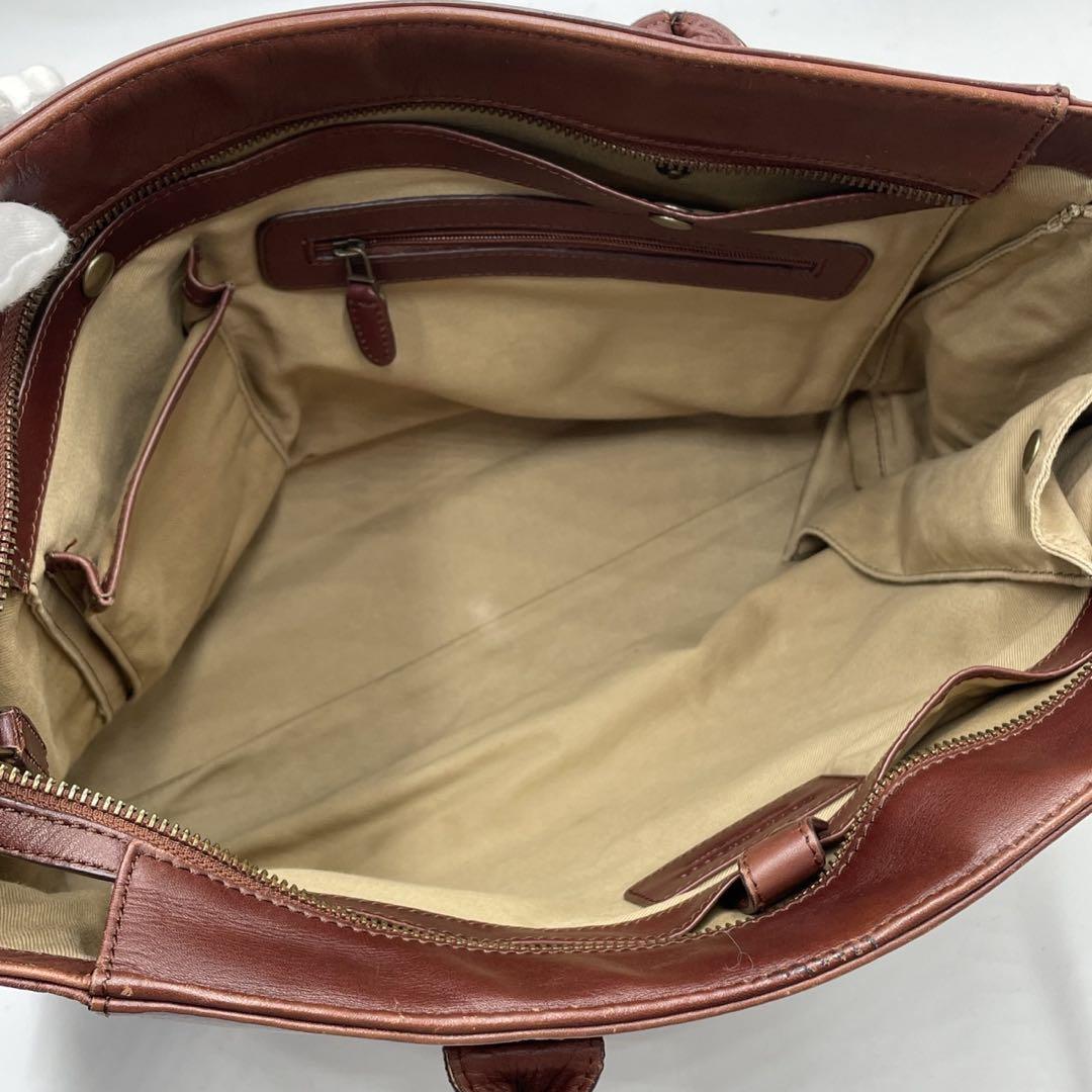 美品○マザーハウス トートバッグ ビジネスバッグ 肩掛け A4 ブラウン