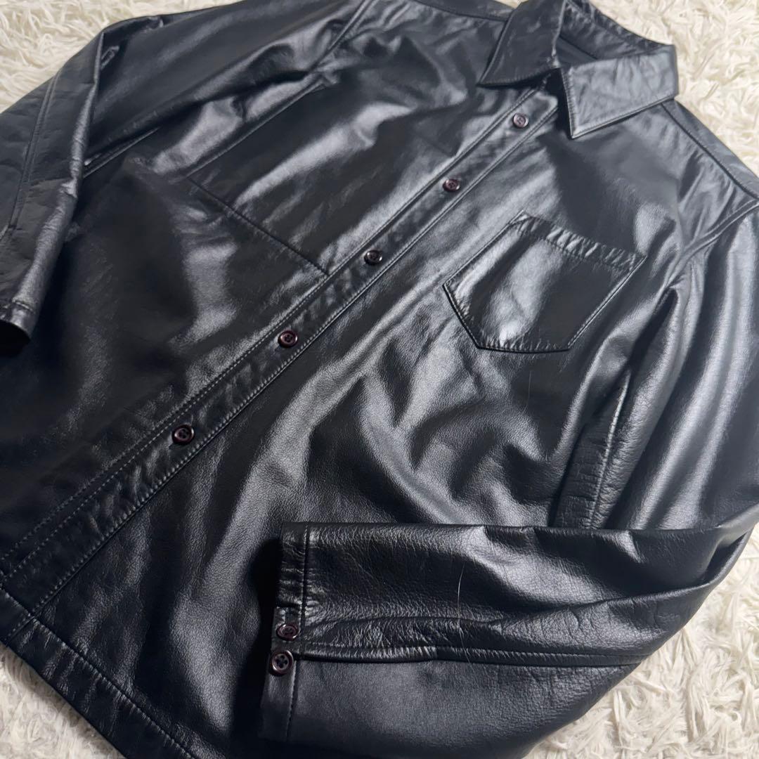 美品】ヨウジヤマモト A.A.R ダーバン 牛革 シャツ ジャケット 黒 M