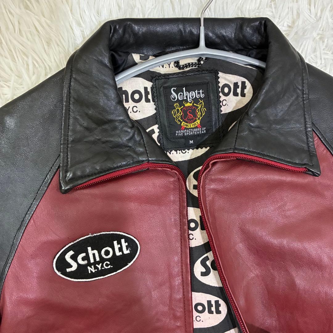 Schott】羊革 シングル ライダース 裏地総柄 バイカラー sizeMの通販は