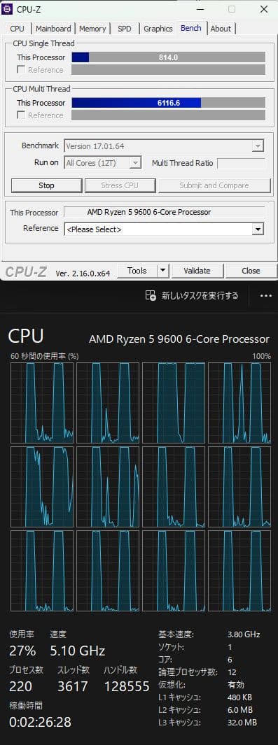 AMD Ryzen 5 9600 CPU 本体 動作確認済