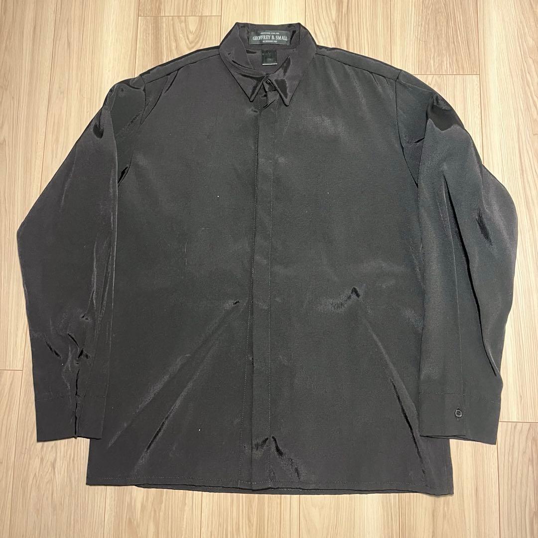 GEOFFREY B. SMALL 比翼 ナイロンシャツ ブラック 変形 Geoffrey B.Small handmade classic tailored dark floral men's shirt