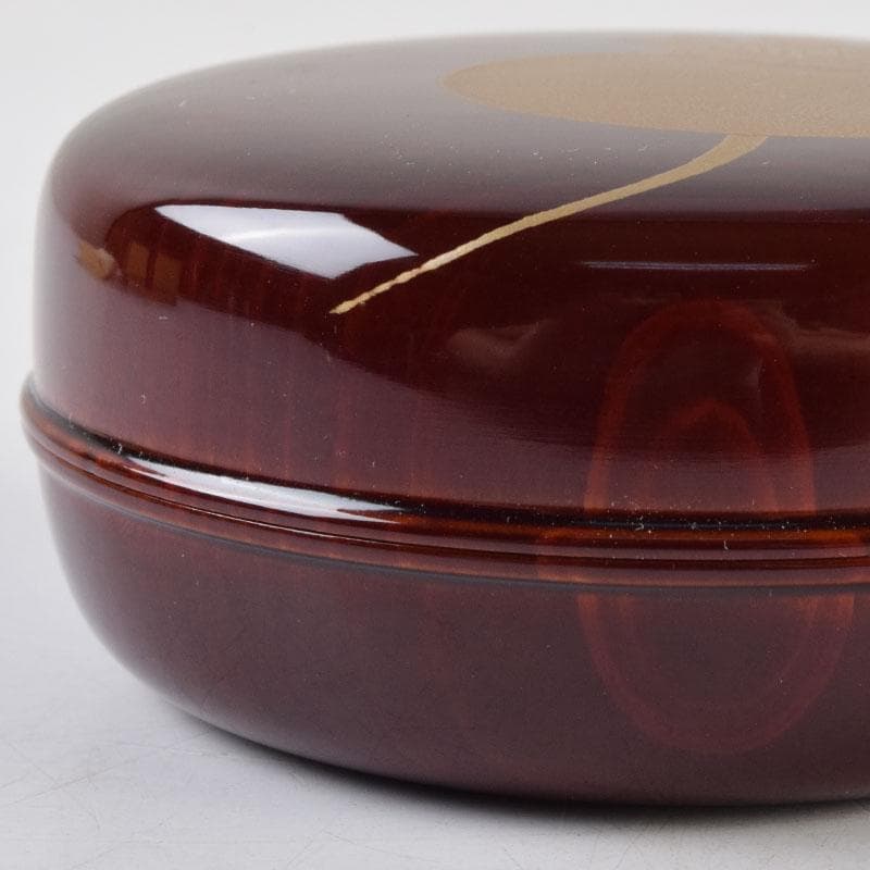 人間国宝 山下義人作 屋島神社古材 木地 呂塗 蕪蒔絵 香合 共箱 V 8927