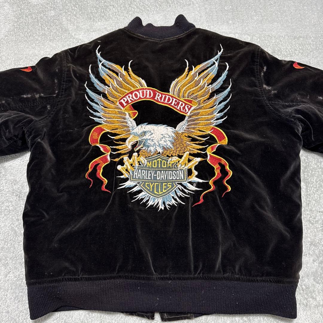 90s ハーレーダビッドソン ベロア スカジャン 別珍 イーグル