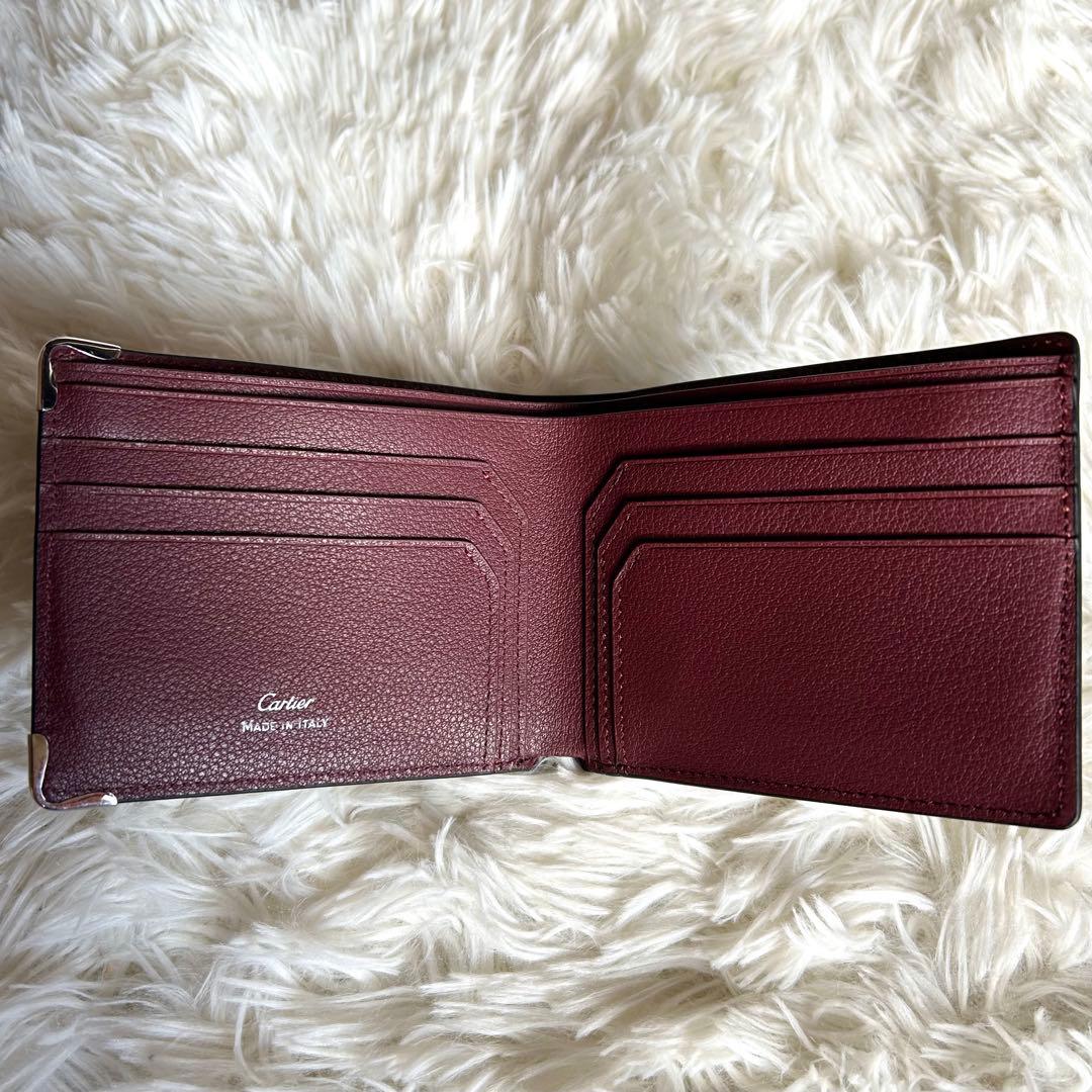 新品未使用 Cartier マストライン 2つ折り財布 ブラックXバーガンディ