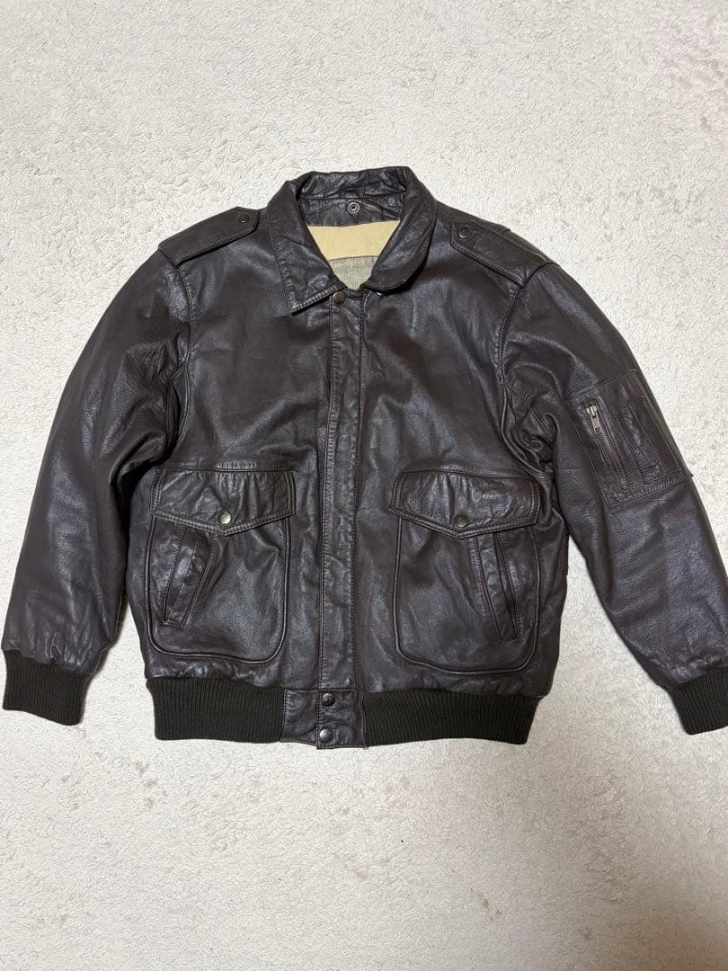 ✨美品✨90s A-2 フライトレザージャケット ダークブラウン M 牛革 短丈 美品】90s A-2 フライトレザージャケット ダークブラウン 牛革 短丈 M
