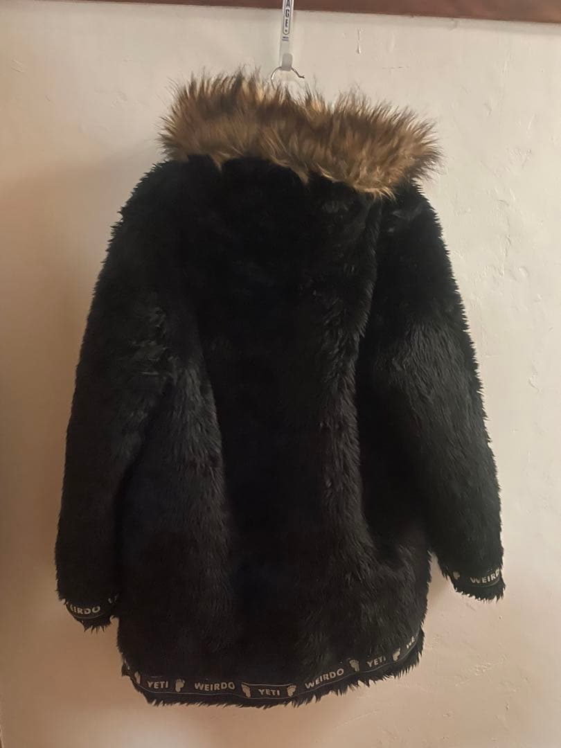 WEIRDO YETI ボアジャケット XL ファー フード 黒 ビッグサイズ - メルカリ