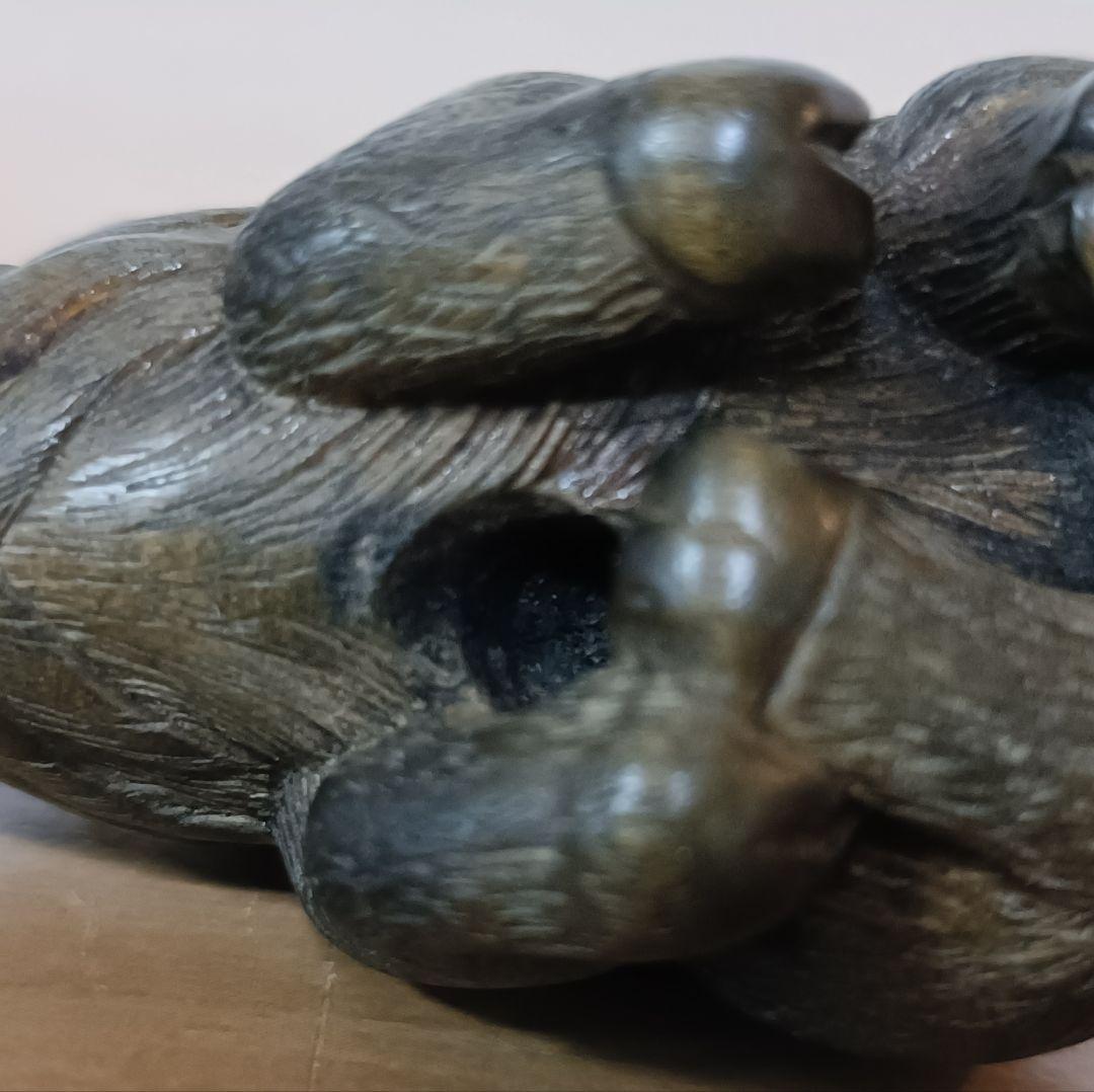 猪木彫根付 柘植根付 時代物 江戸時代 古根付