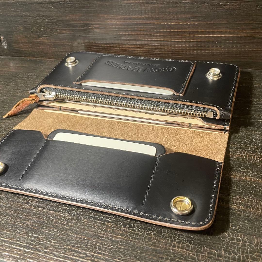 HORWEENクロムエクセル セミロングトラッカーウォレット3層コンチョ