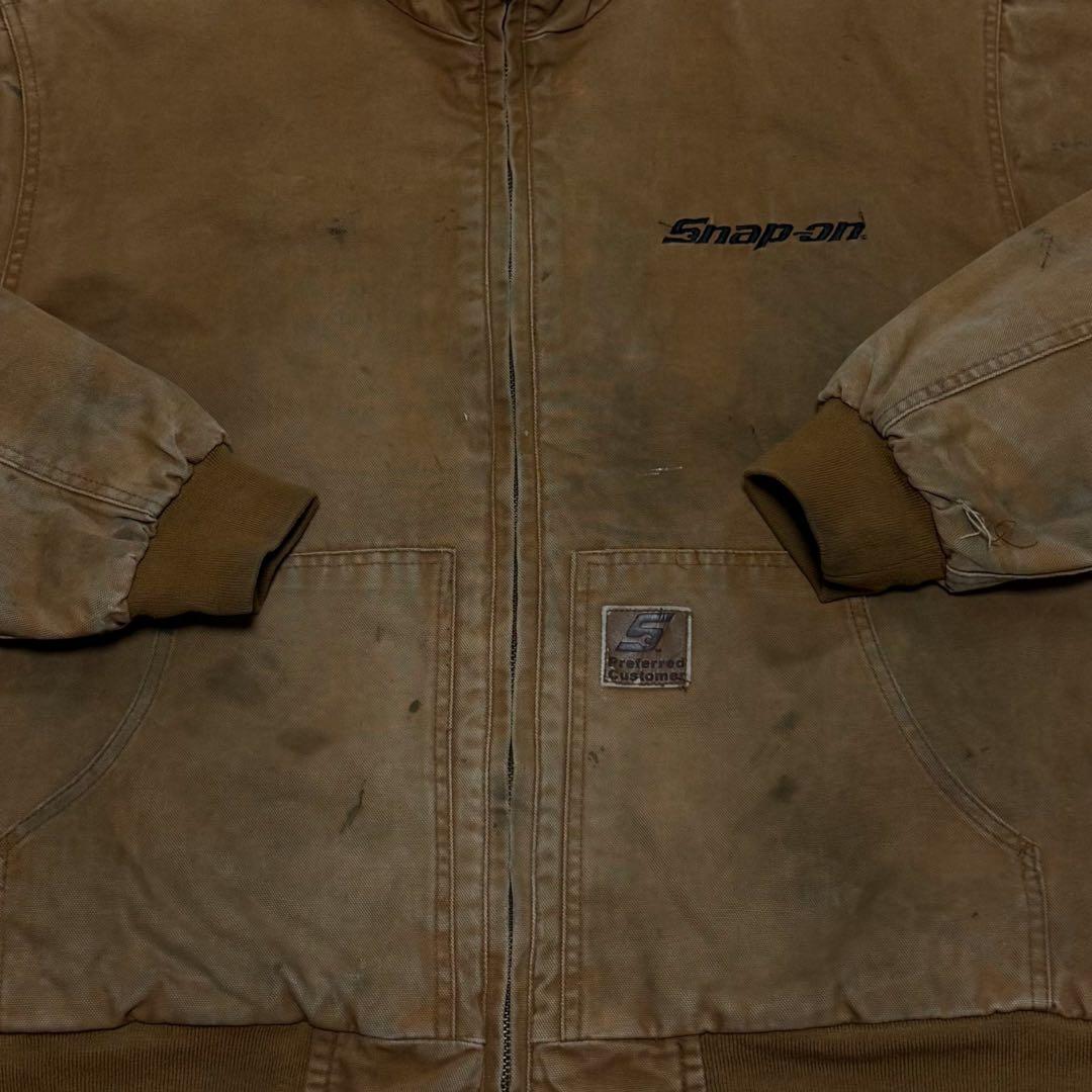 Snap-on スナップオン ダックジャケット 中綿 刺繍ロゴ ブラウン XL