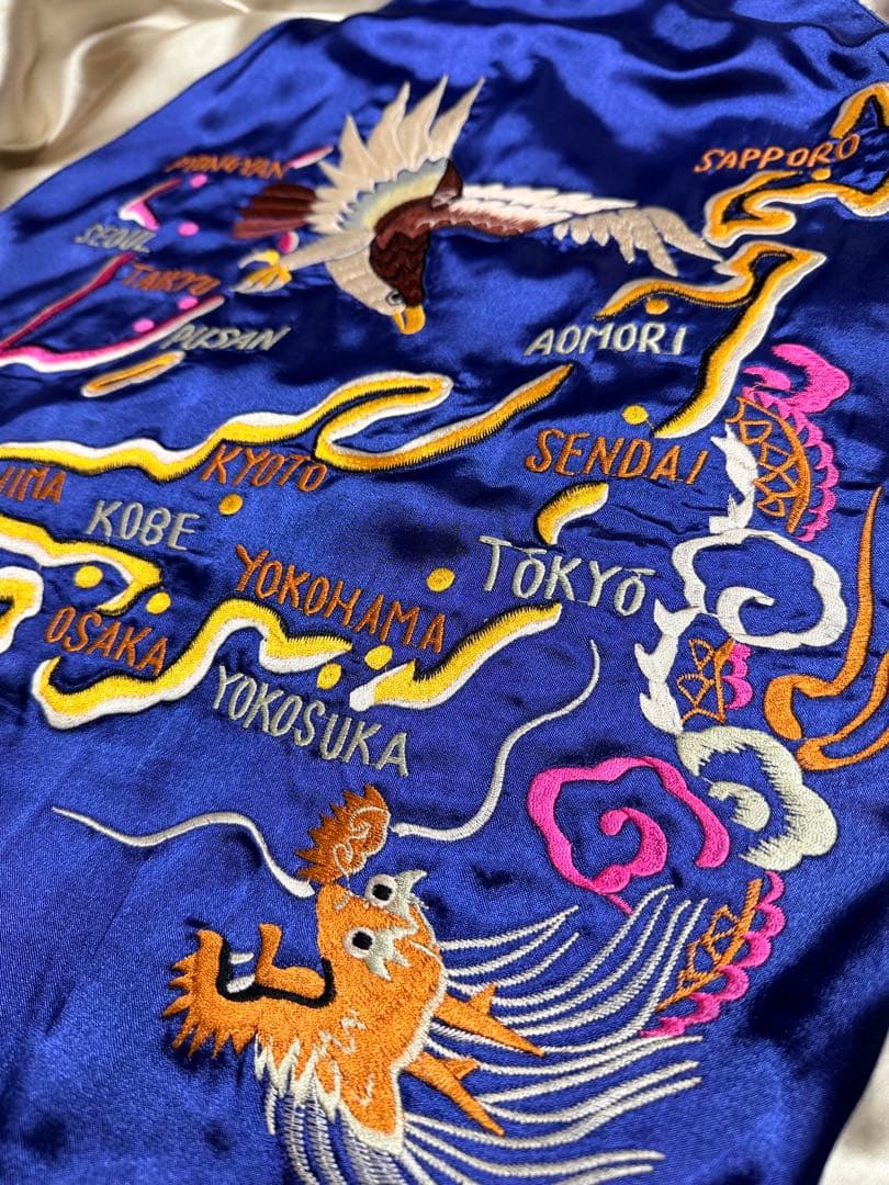 テーラー東洋 2面用 鷲 龍 日本限定 vintage スカジャン 都市 地図