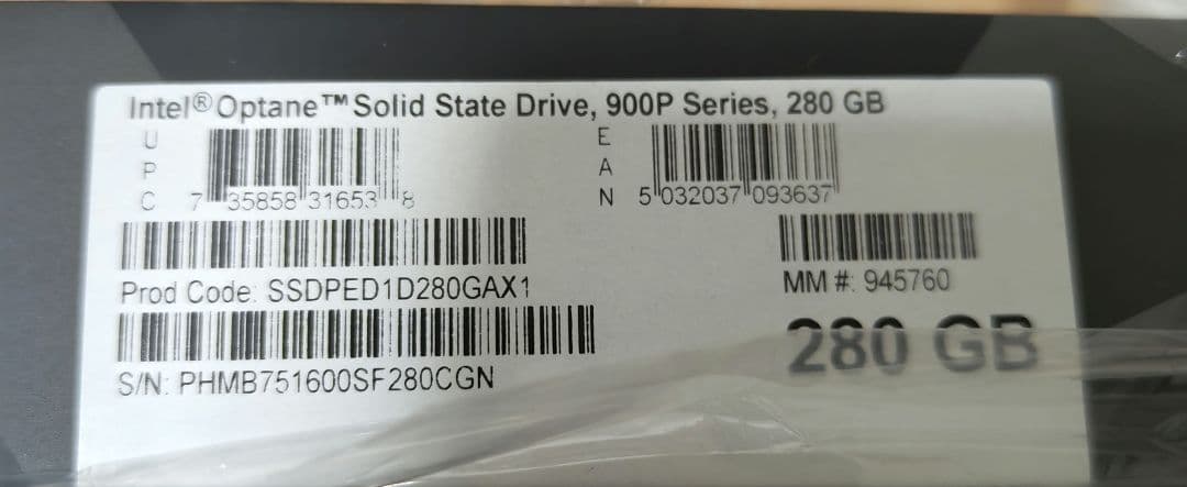 optane 900p 280GB HHHL(PCIE)版 新品未開封
