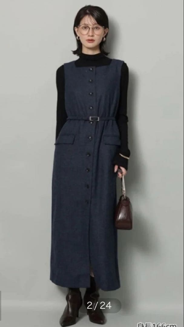 Arpege story】フロントボタンIラインワンピース 大丸東京限定M