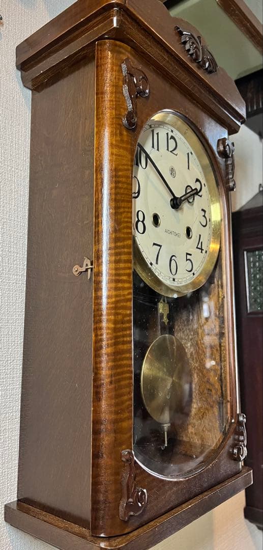 愛知AICHI時計振り子時計ゼンマイ掛け時計柱時計ボンボン時計古時計