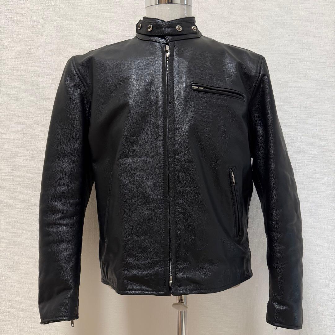 AXEL シングルライダースジャケット キルティング 牛革 黒 大きいサイズ