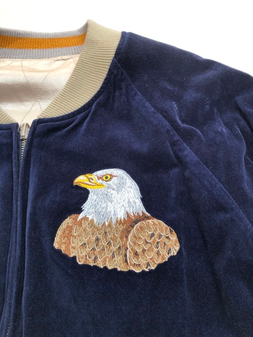 旧ドゥニーム スカジャン 鷹刺繍 ネイビー