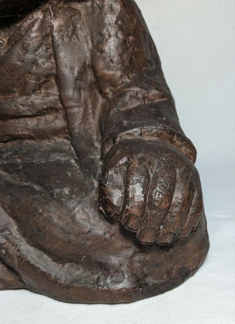 備前焼 手招きおたふく像 おかめ 陶像 置物 縁起物 彫刻 工芸品 細工物