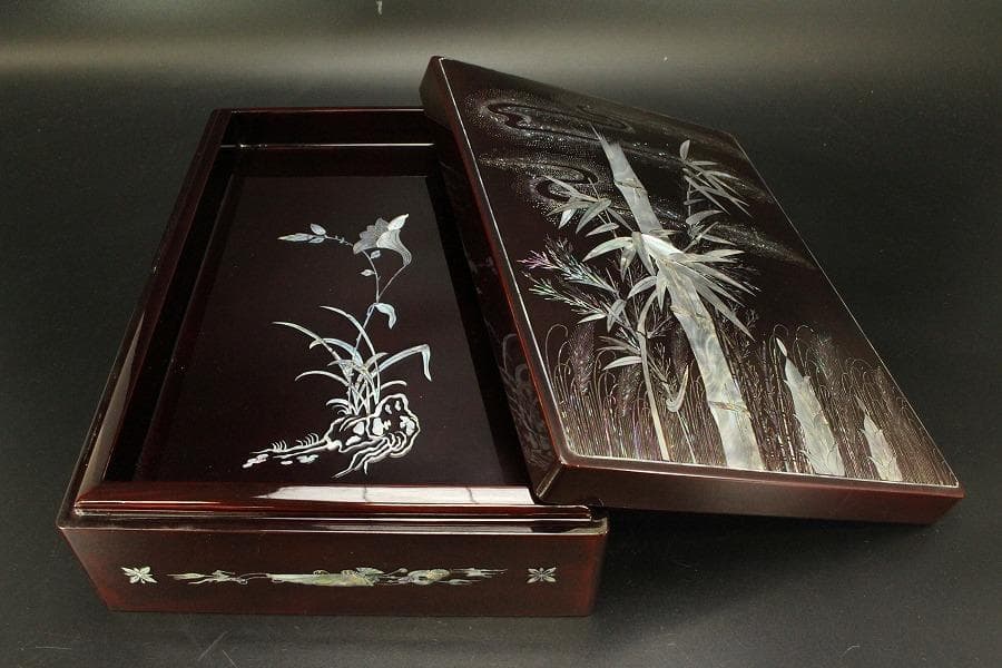 朝鮮 韓国 螺鈿 竹笹 蓋物(A848) - メルカリ