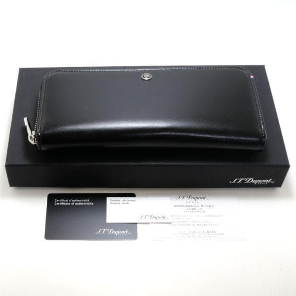 デュポン S.T.Dupont 180044 ラウンドジップ レザー 長財布 黒