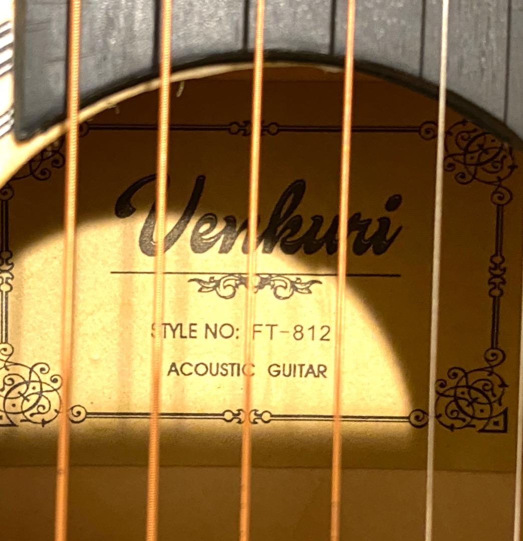 ナチュラルボディがかわいい VenKuri FT-812 アコースティックギター