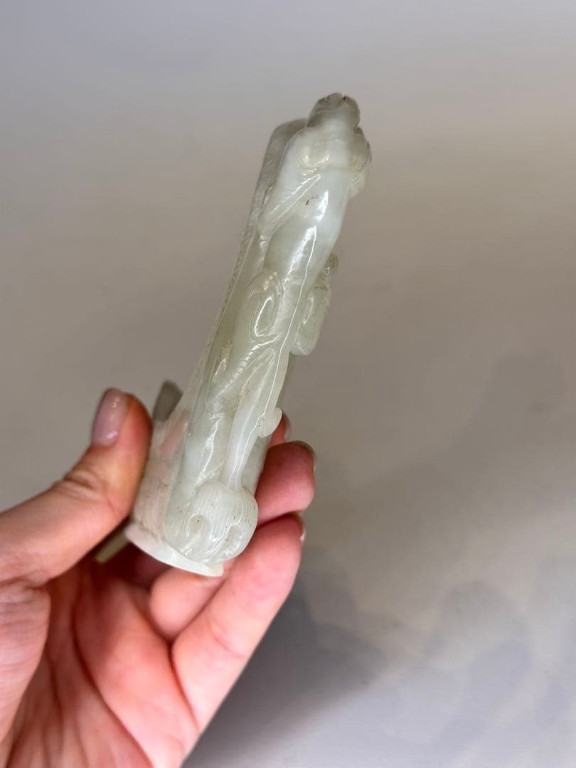 白玉 龍紋 筆架 龍彫 雕刻 文房具 古董品 www.cosaga.com