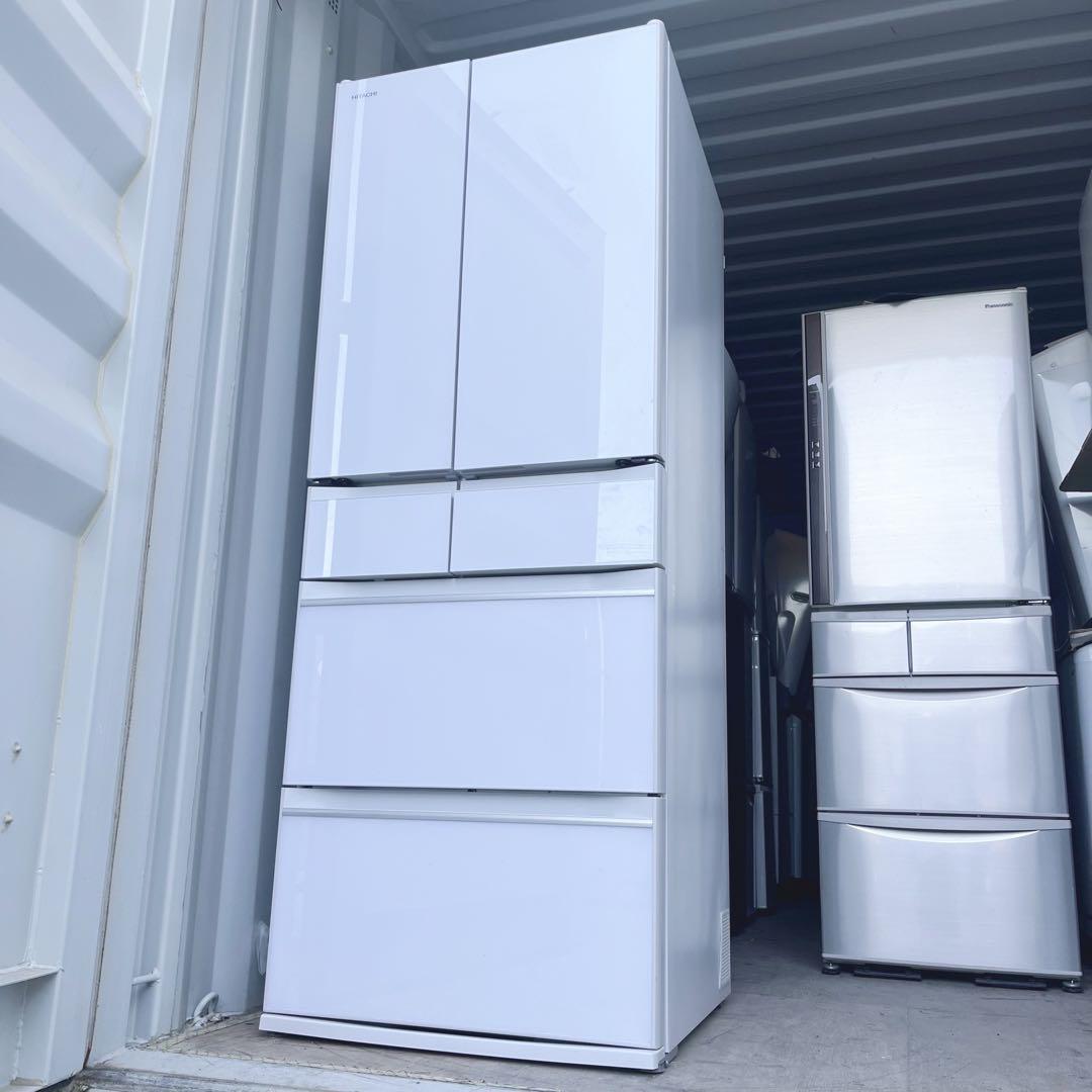 取付無料！日立まるごとチルド・自動製氷搭載！おしゃれホワイト6ドア冷蔵庫！洗濯機