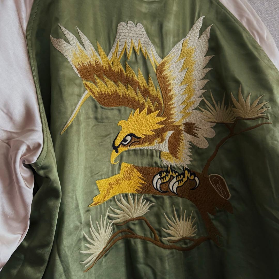 2XL】オーバーサイズ リバーシブル別珍虎とサテン鷹刺繍 Japan
