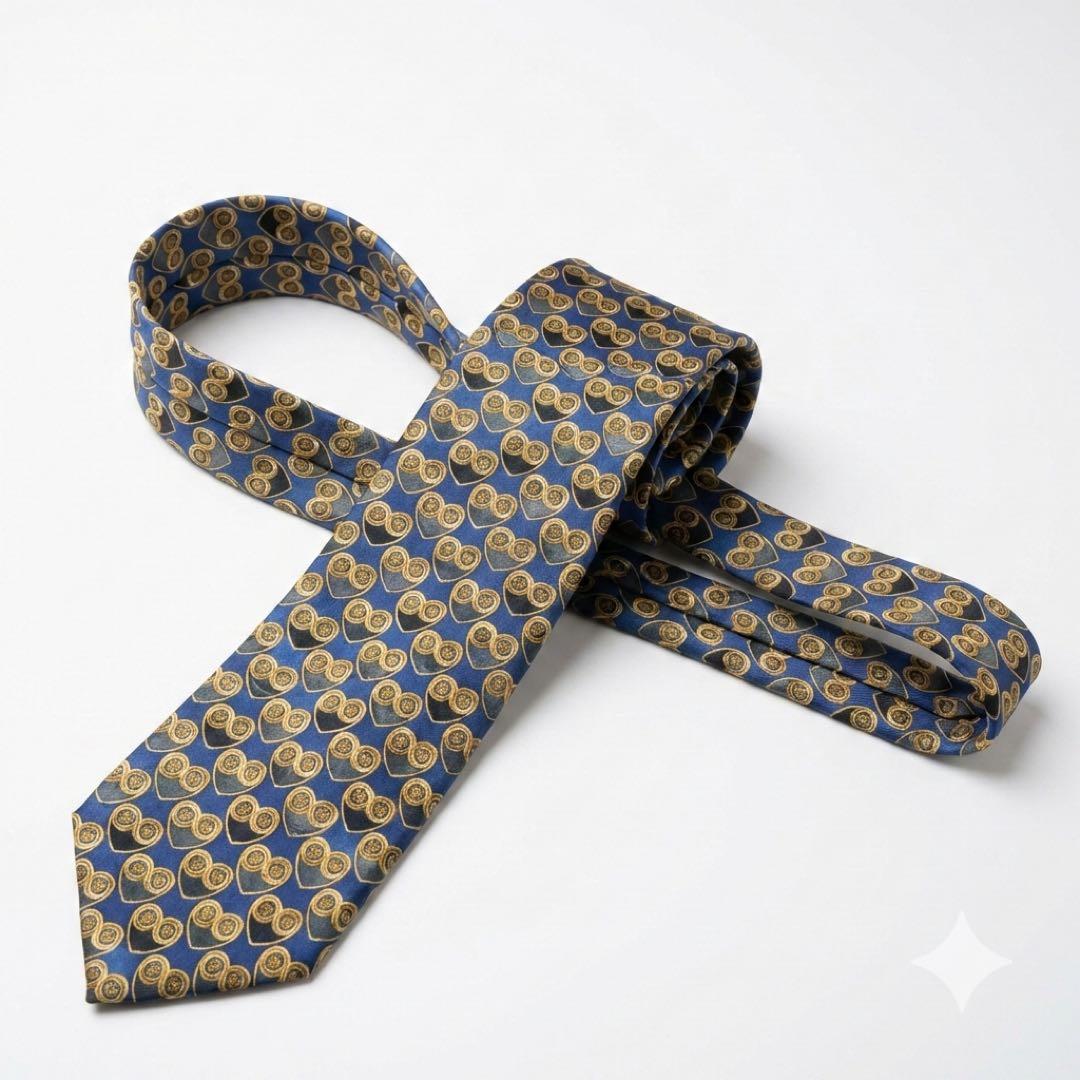極美品】Burberrys 高級シルクネクタイ ホースロゴ 総柄 ネイビー