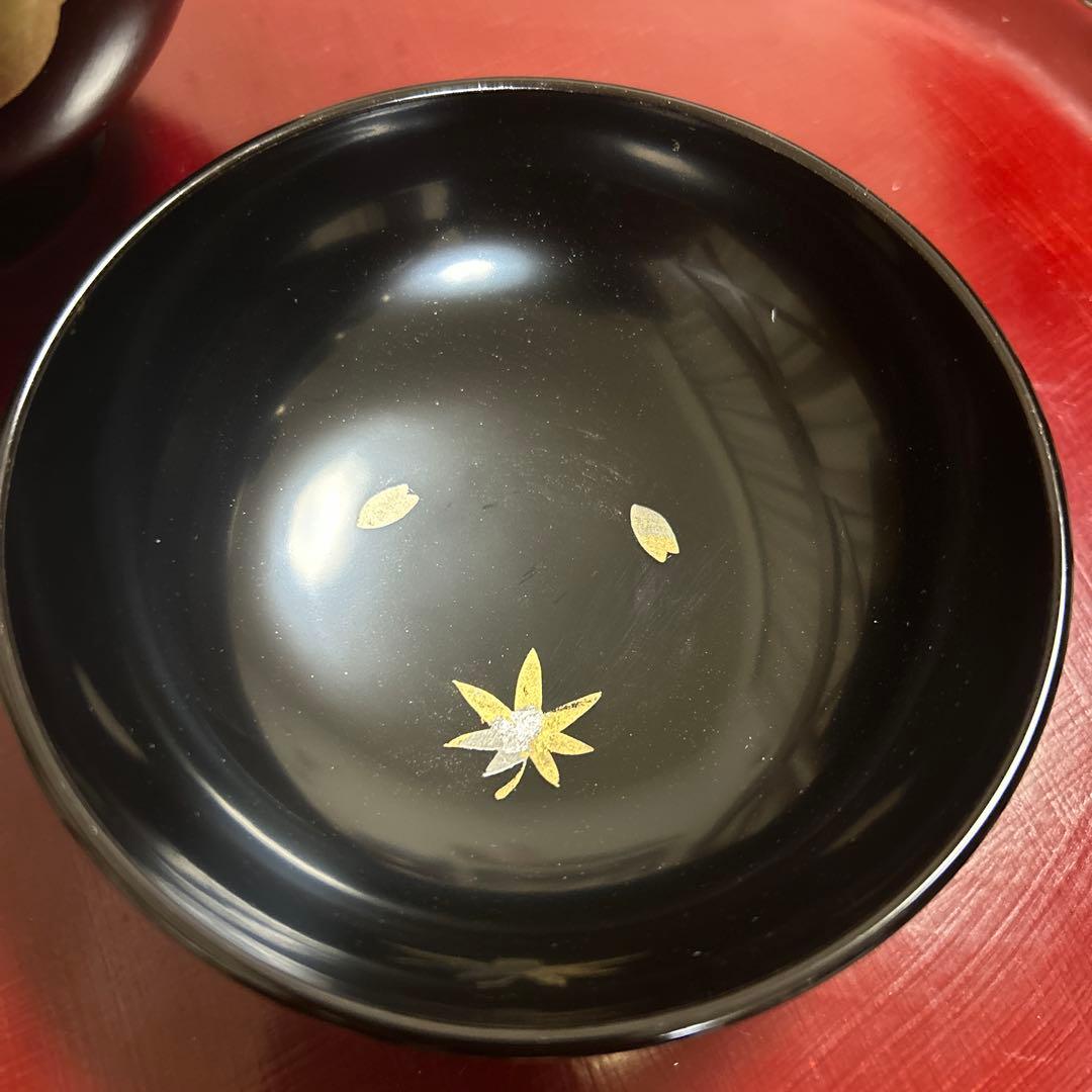 山中漆器 金箔 銀箔 蒔絵 吸物椀 5客 酢谷 伝統工芸 天然木