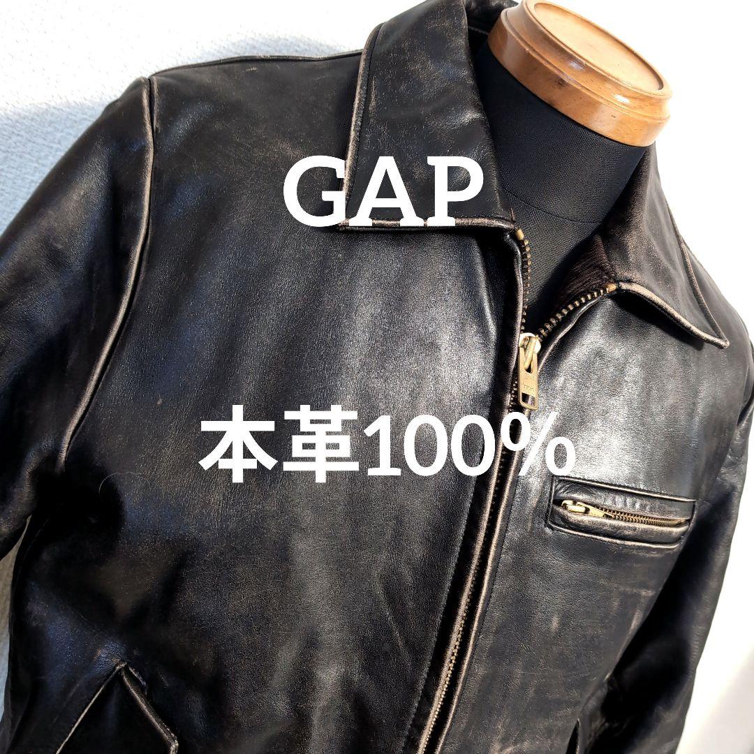 dq33 GAP レザー 本革 シングル ライダースジャケット メンズM相当