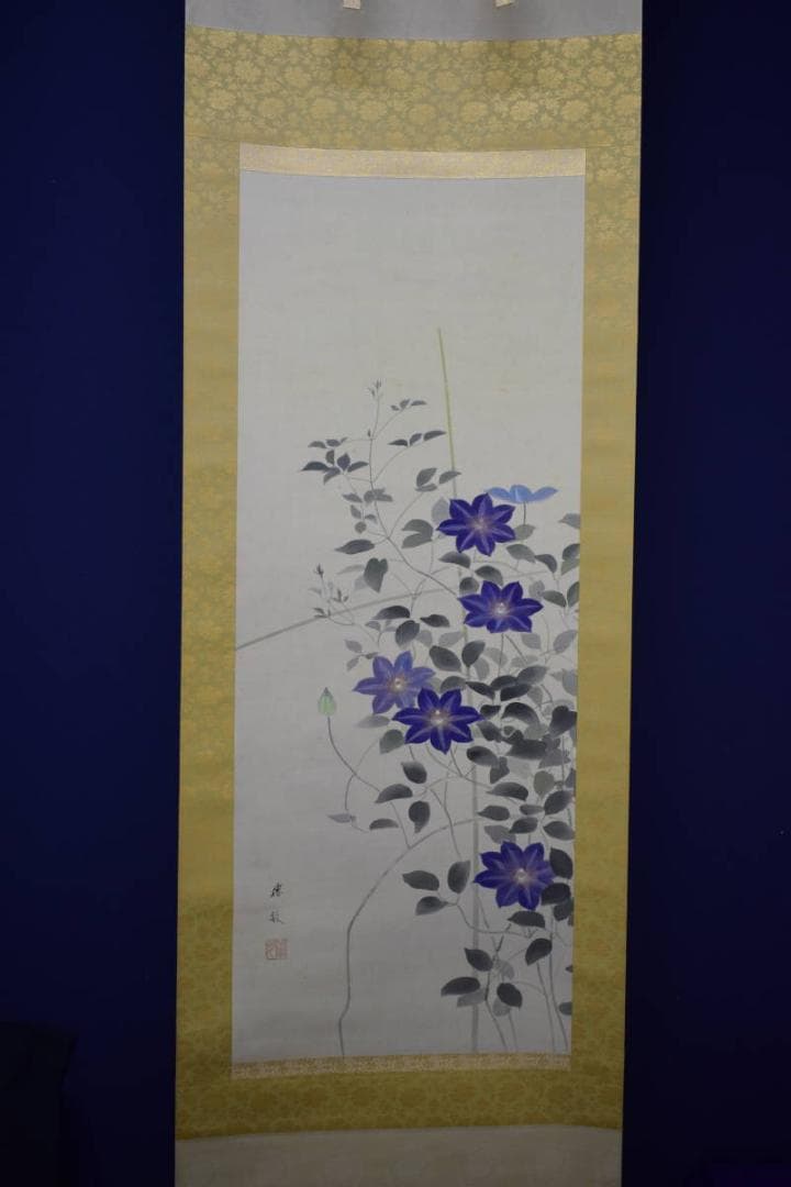 真作/白石勝敏/鉄仙花/桐共箱二重箱付/布袋屋掛軸HH-682 - メルカリ