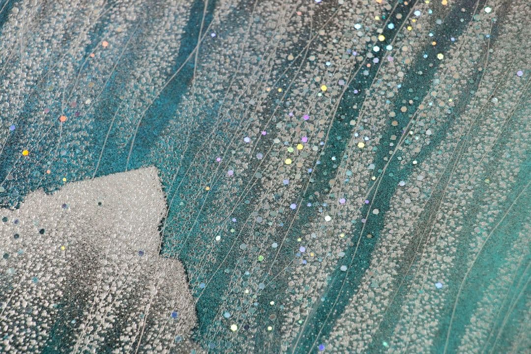 真作】漆芸画 新木光「月夜の詩」輪島市美術展出品 額装 12号 沈金銀