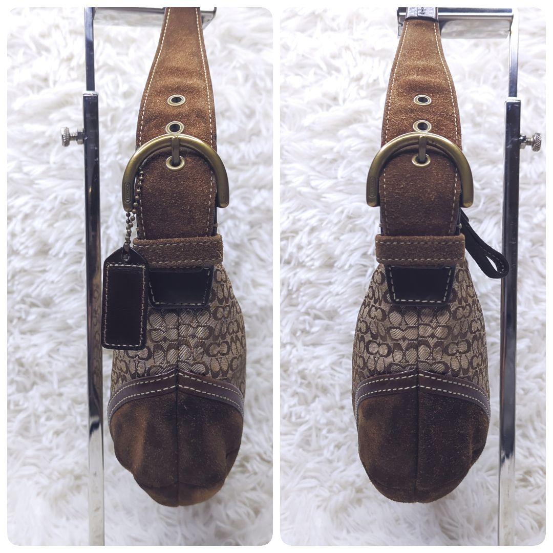 良品✨コーチ アクセサリーポーチ キャンバス スエード 茶