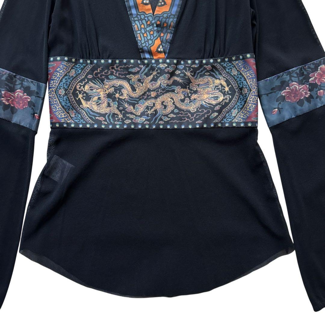 VIVIENNE TAM パワーネットトップス フレア袖 透け感 ドラゴン 龍