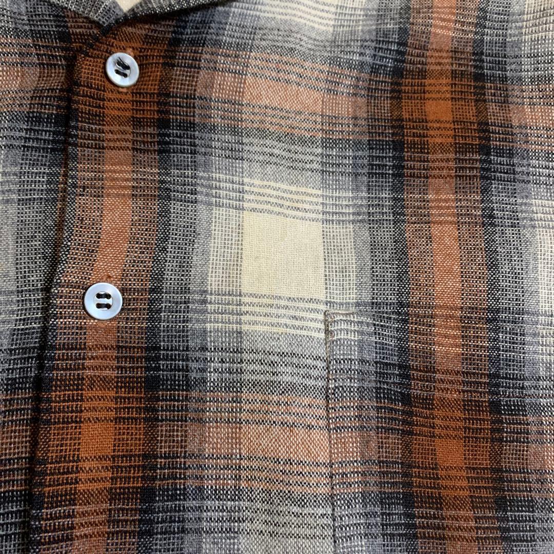 希少 50s WhiteStag オンブレ シャドーチェックシャツ 茶黒 M