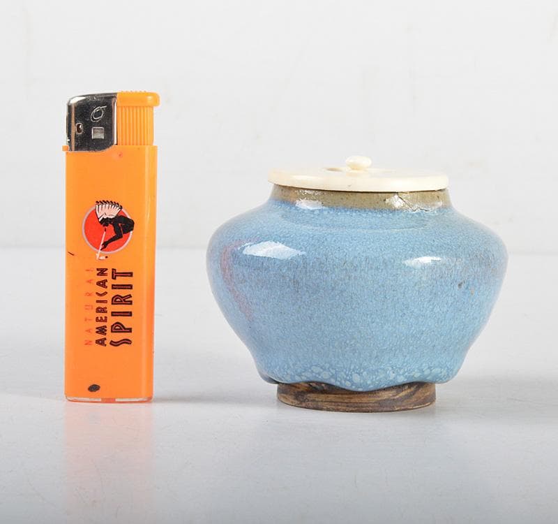 中国 汝窯 天青釉 茶入 茶壷 蓋・仕覆付 時代箱 M R4570 - メルカリ