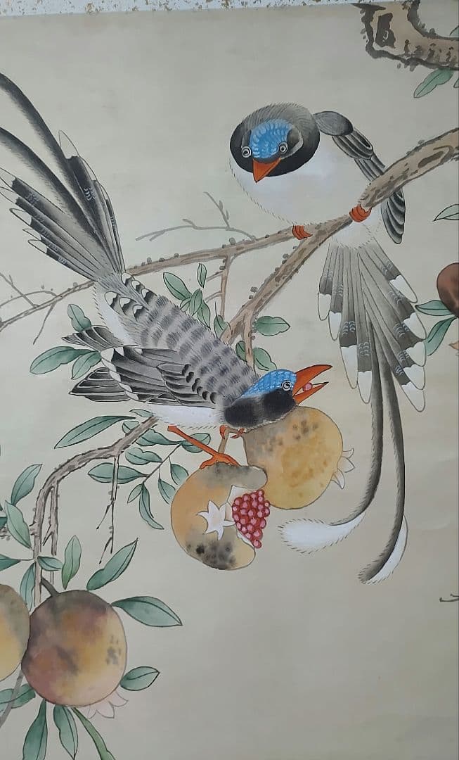 掛け軸大判 梅鳩図 銘あり 呂記 直筆 - メルカリ