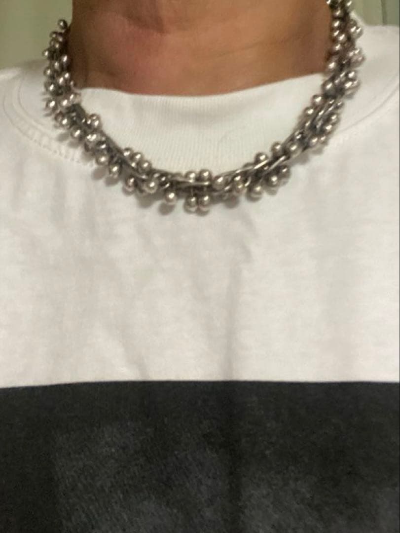 ヴィンテージ メキシコ チェーン DNA シルバー パール ネックレス45cm