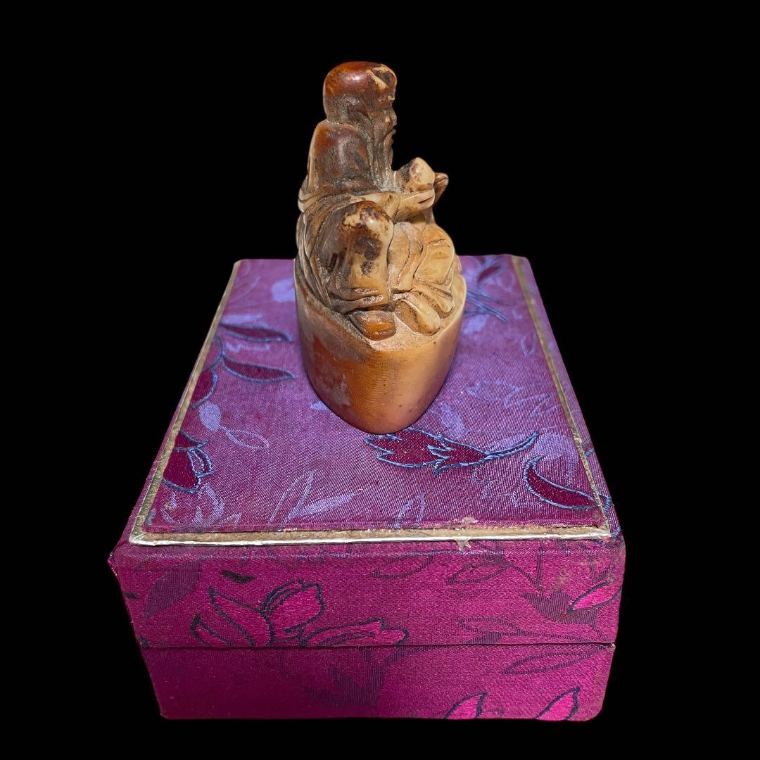 石彫 中国 彫刻 老子と子牛 紫箱付き 骨董品 - メルカリ