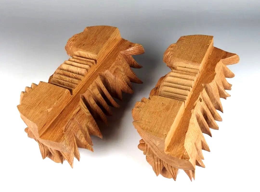 木彫 獅噛】2個セット 獅子噛み 鬼板 だんじり 地車 曳山 山車 祭り